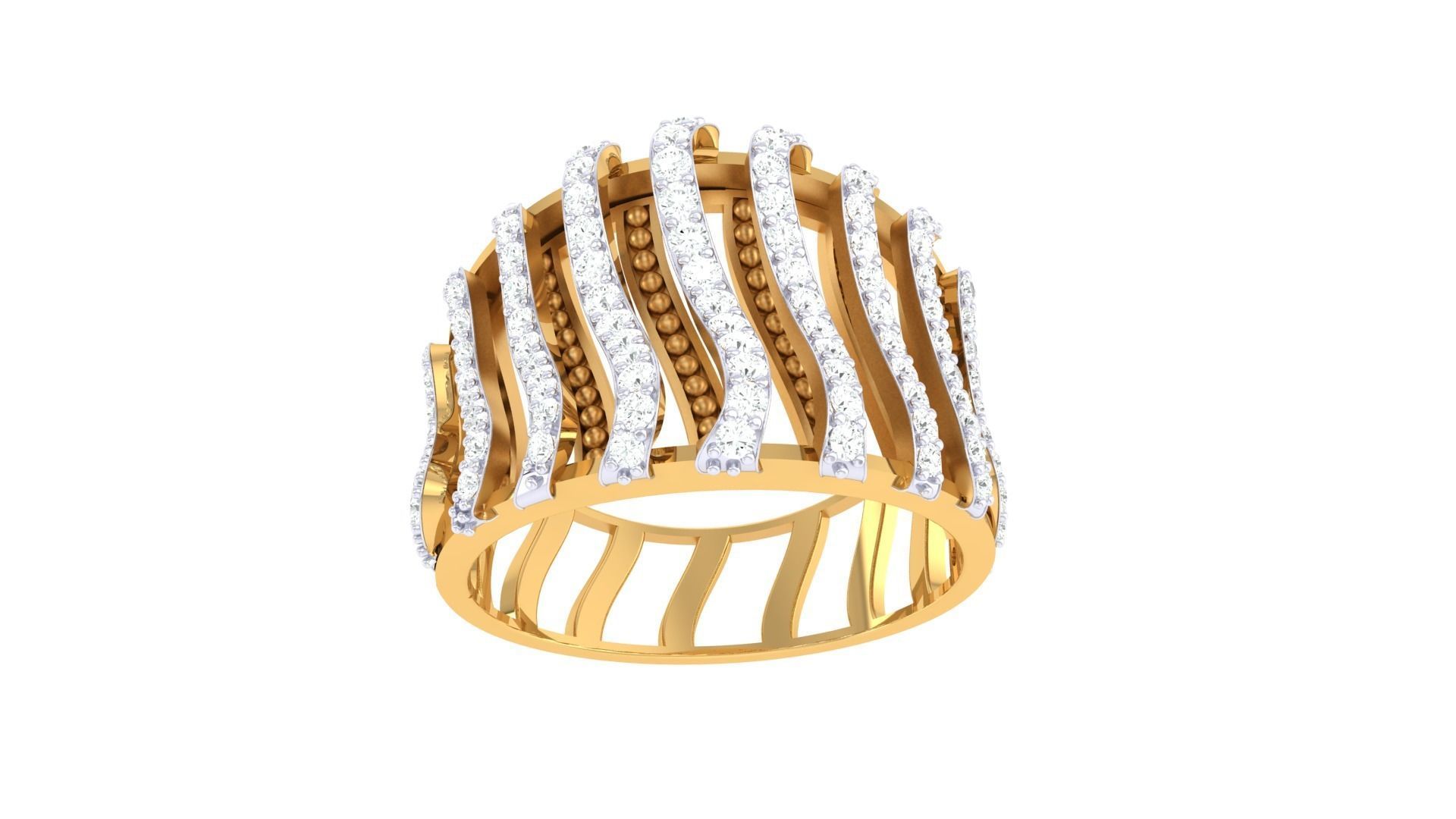 High Jewelry Wire Diamond Cocktail Ring 3dm stl obj 3D print model_7