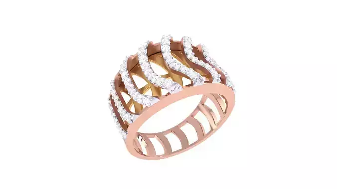 High Jewelry Wire Diamond Cocktail Ring 3dm stl obj