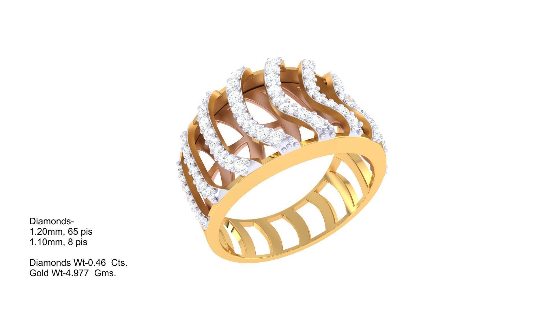 High Jewelry Wire Diamond Cocktail Ring 3dm stl obj 3D print model_2