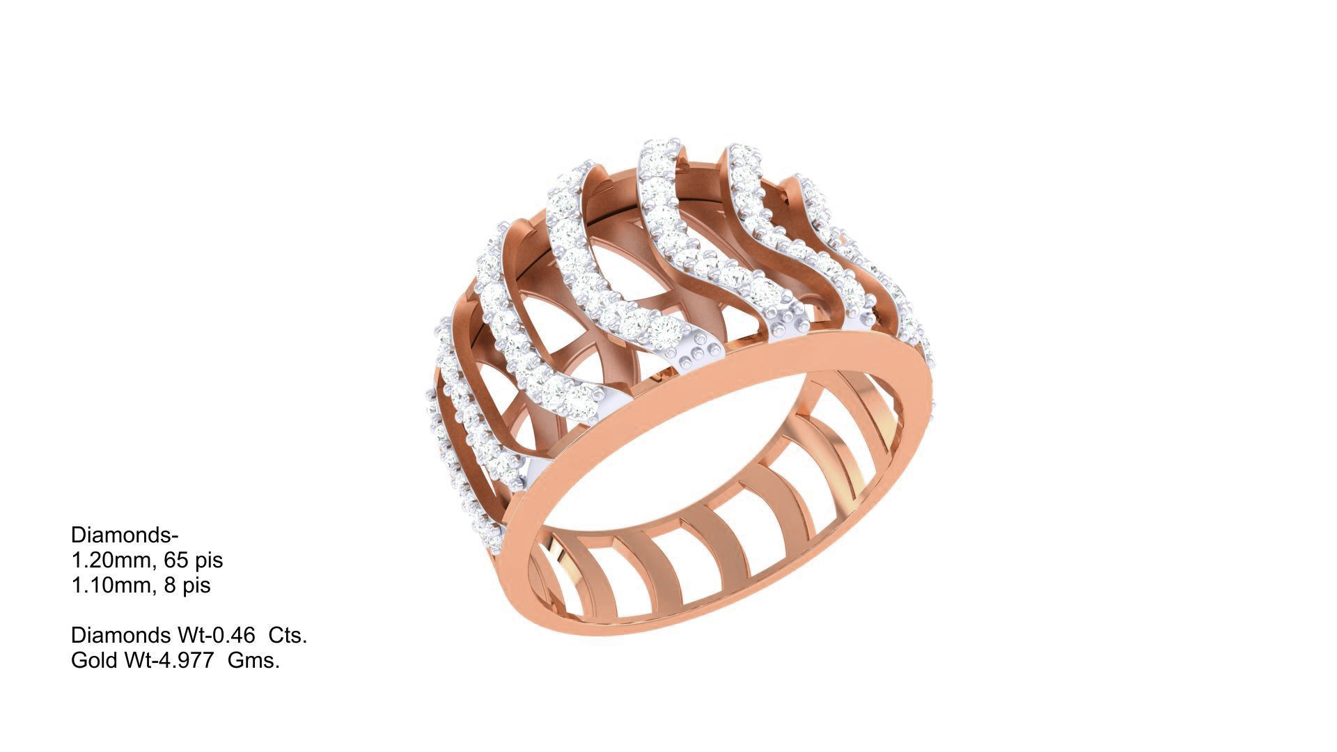 High Jewelry Wire Diamond Cocktail Ring 3dm stl obj 3D print model_3