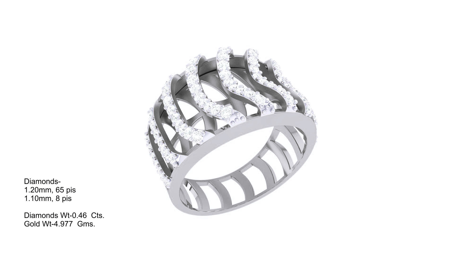 High Jewelry Wire Diamond Cocktail Ring 3dm stl obj 3D print model_1