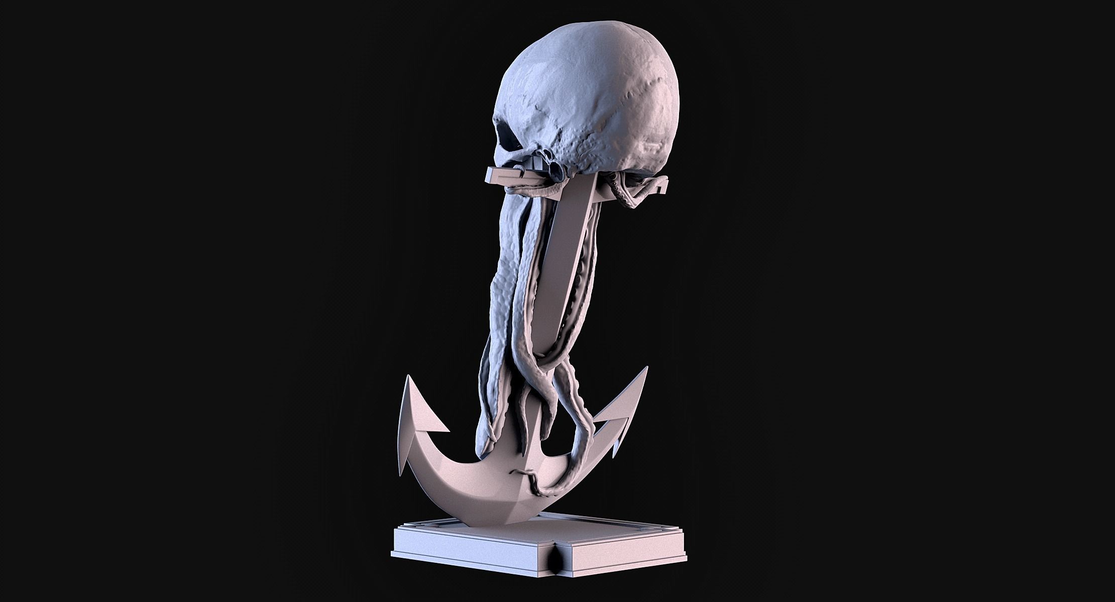 Skull Tentacle Anchor 3D print model_6