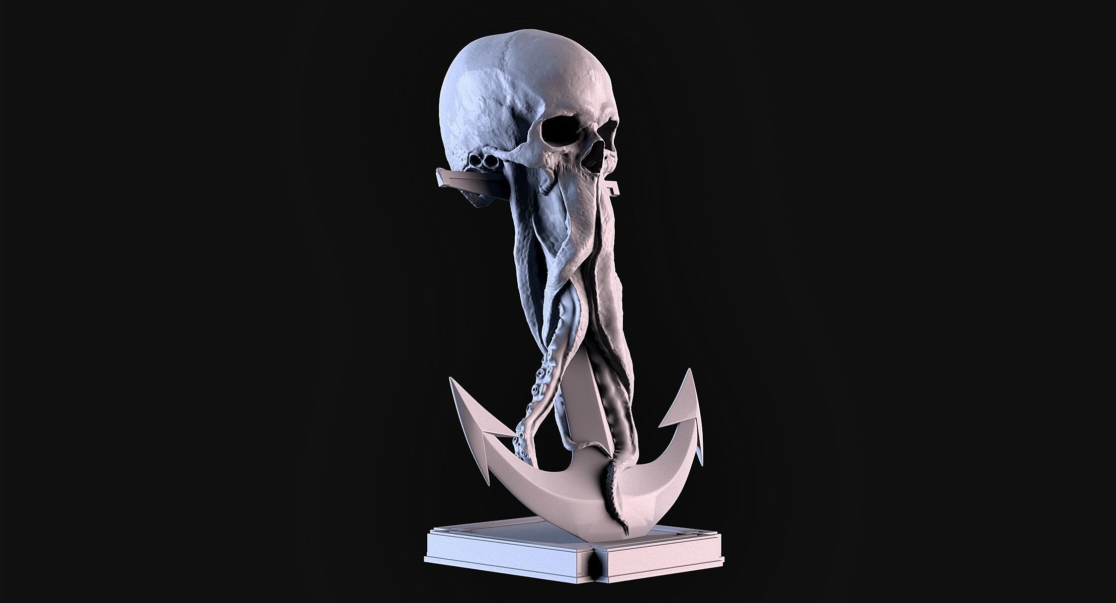 Skull Tentacle Anchor 3D print model_2