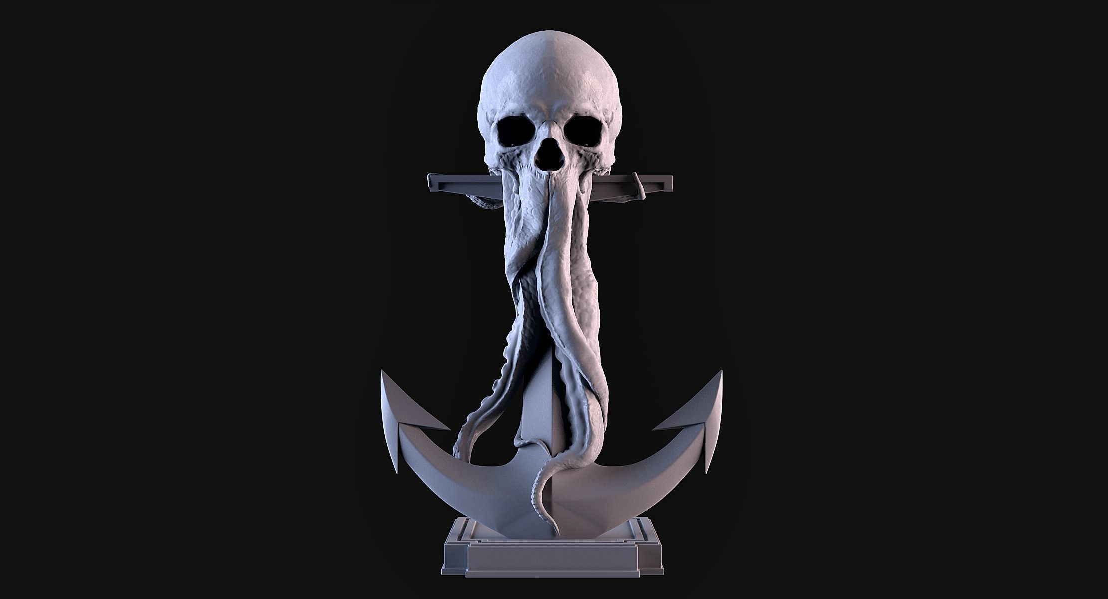 Skull Tentacle Anchor 3D print model_1