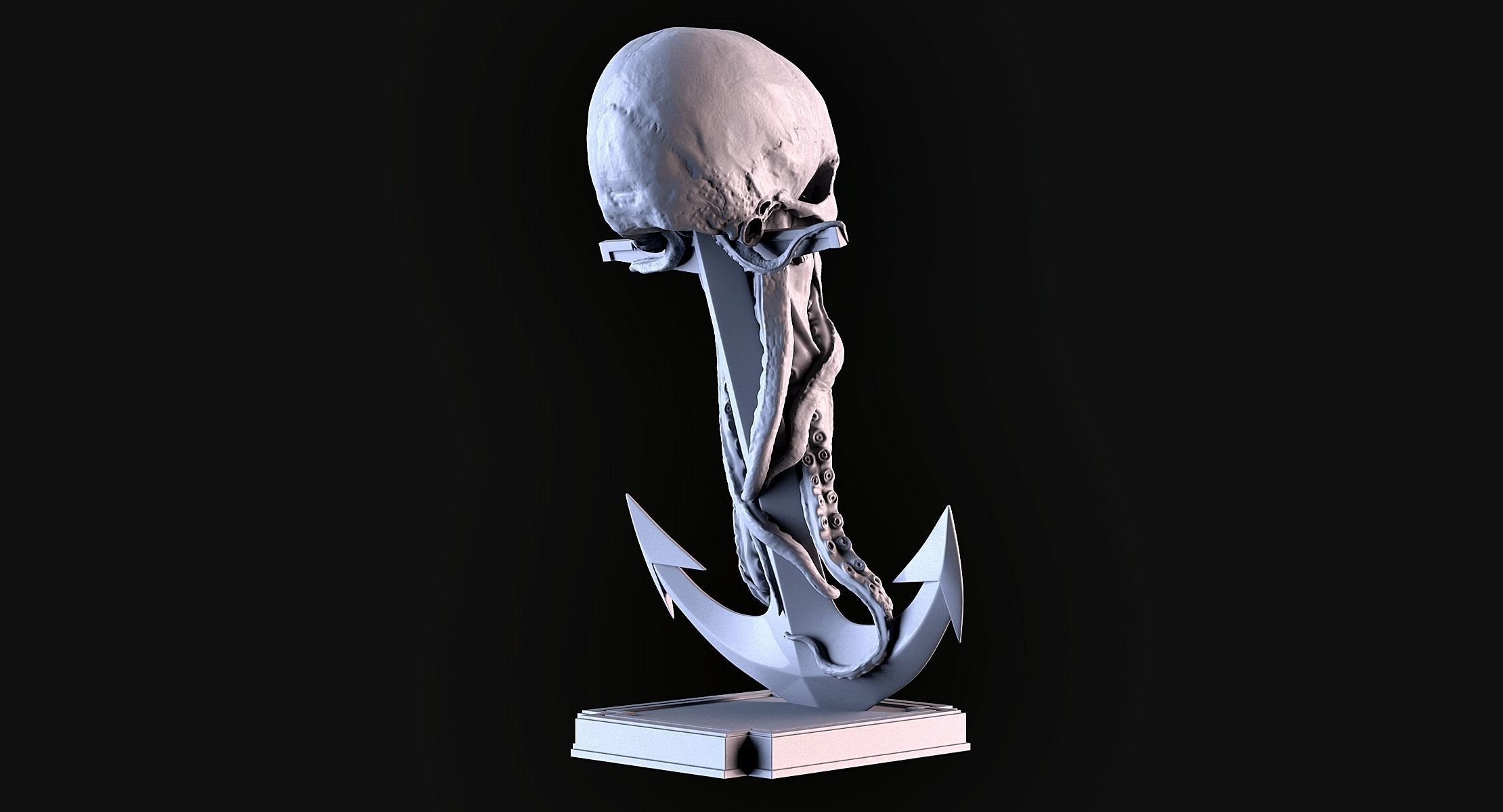 Skull Tentacle Anchor 3D print model_4