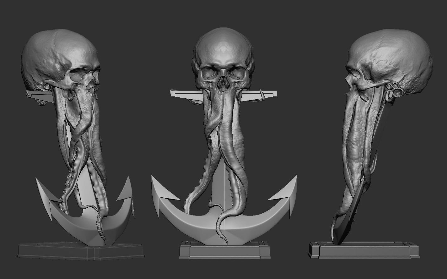 Skull Tentacle Anchor 3D print model_14