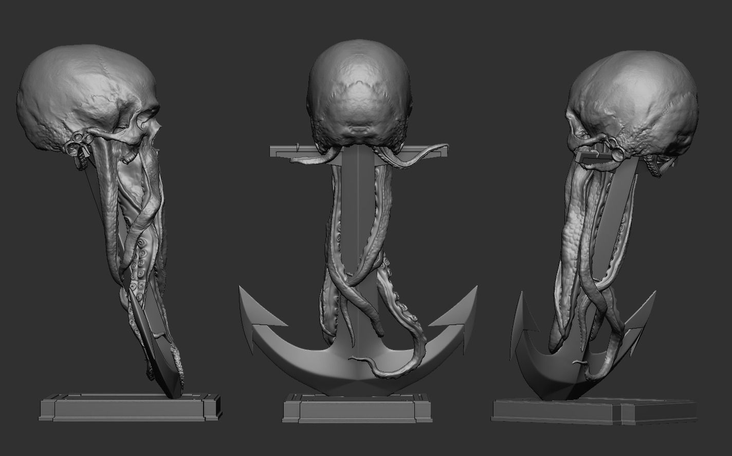 Skull Tentacle Anchor 3D print model_15