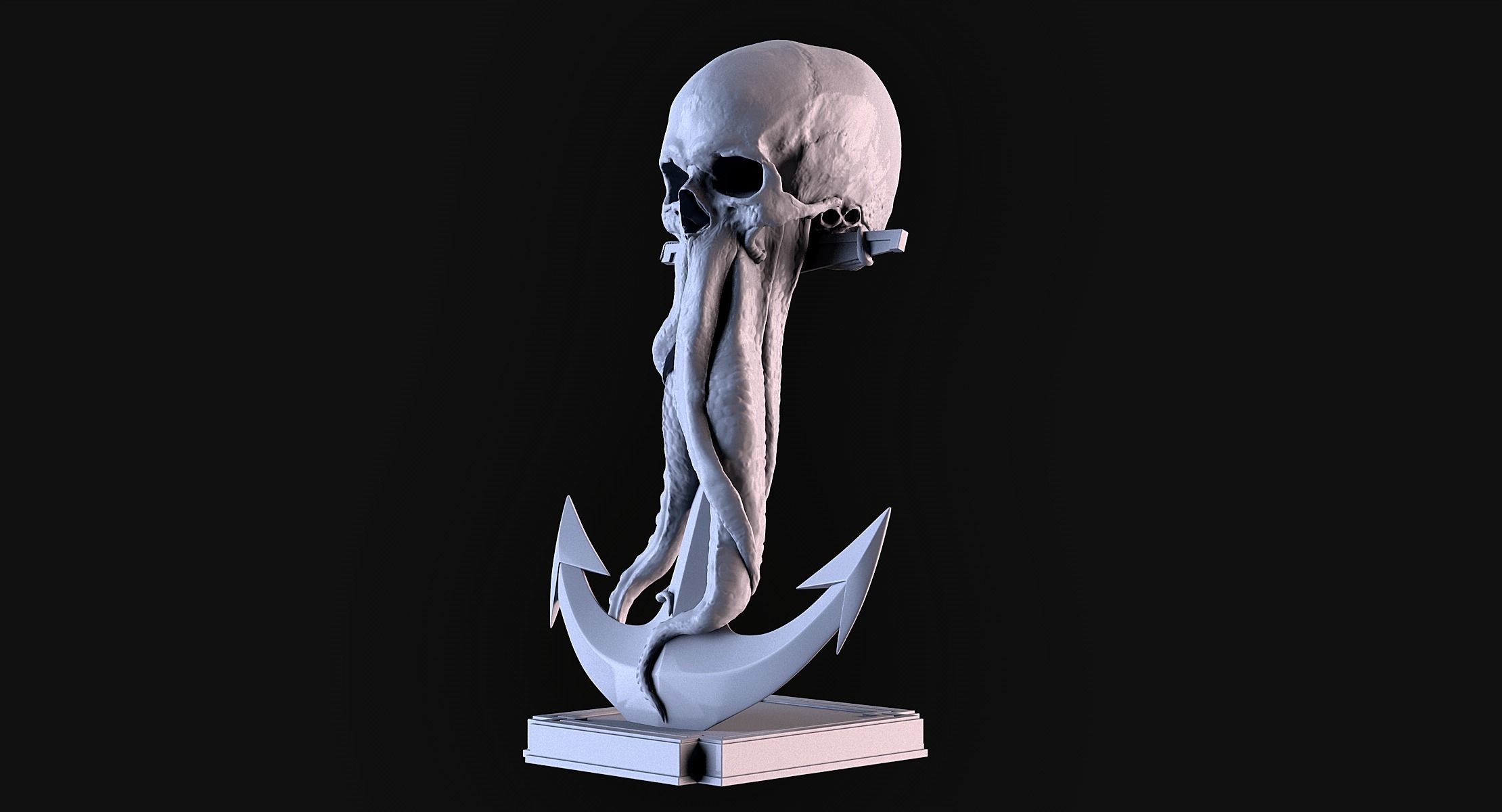 Skull Tentacle Anchor 3D print model_8