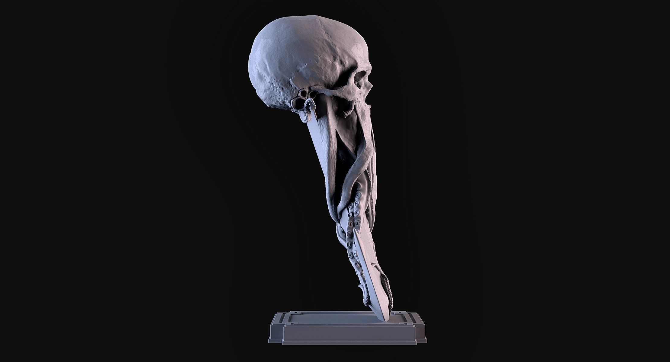 Skull Tentacle Anchor 3D print model_3