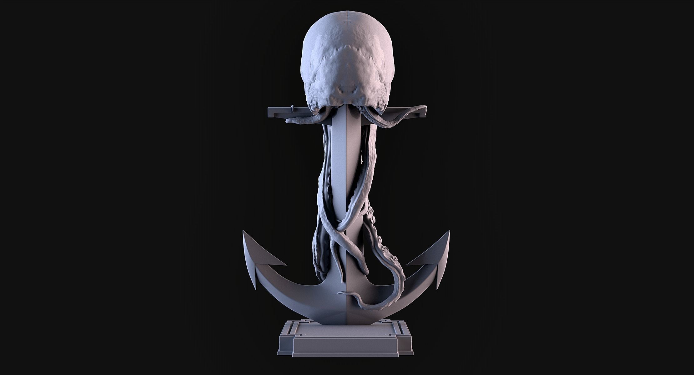 Skull Tentacle Anchor 3D print model_5