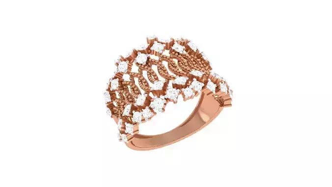 High Jewelry Doted Wire Diamond Cocktail Ring 3dm stl obj