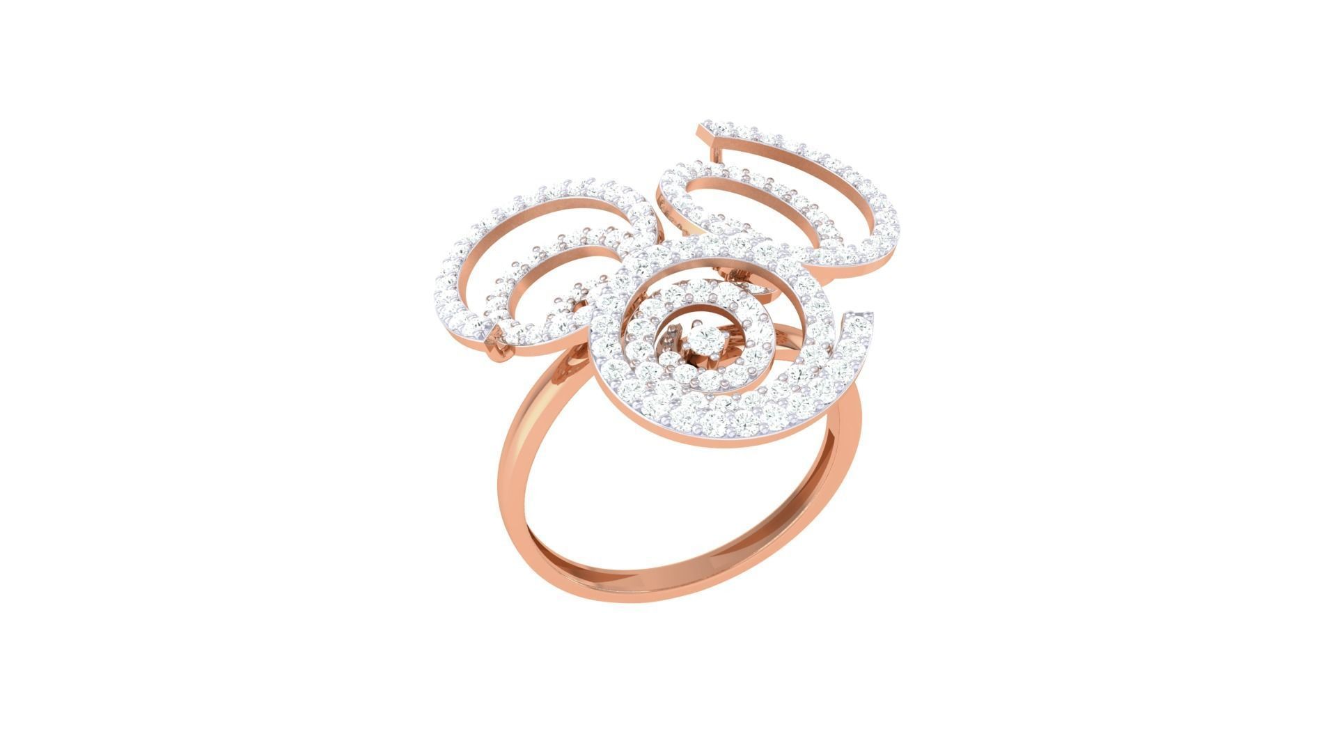 High Jewelry Spiral Wire Diamond Cocktail Ring 3dm stl obj 3D print model_6