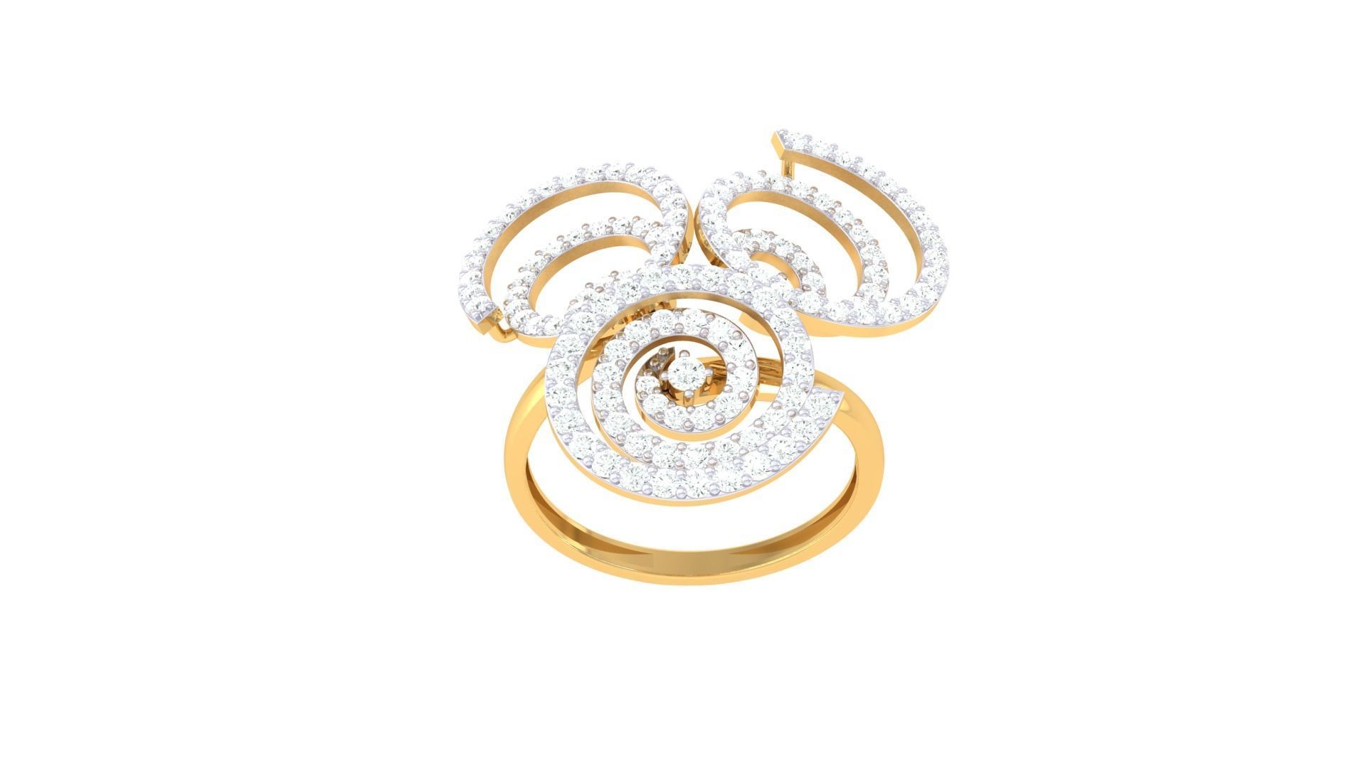 High Jewelry Spiral Wire Diamond Cocktail Ring 3dm stl obj 3D print model_7