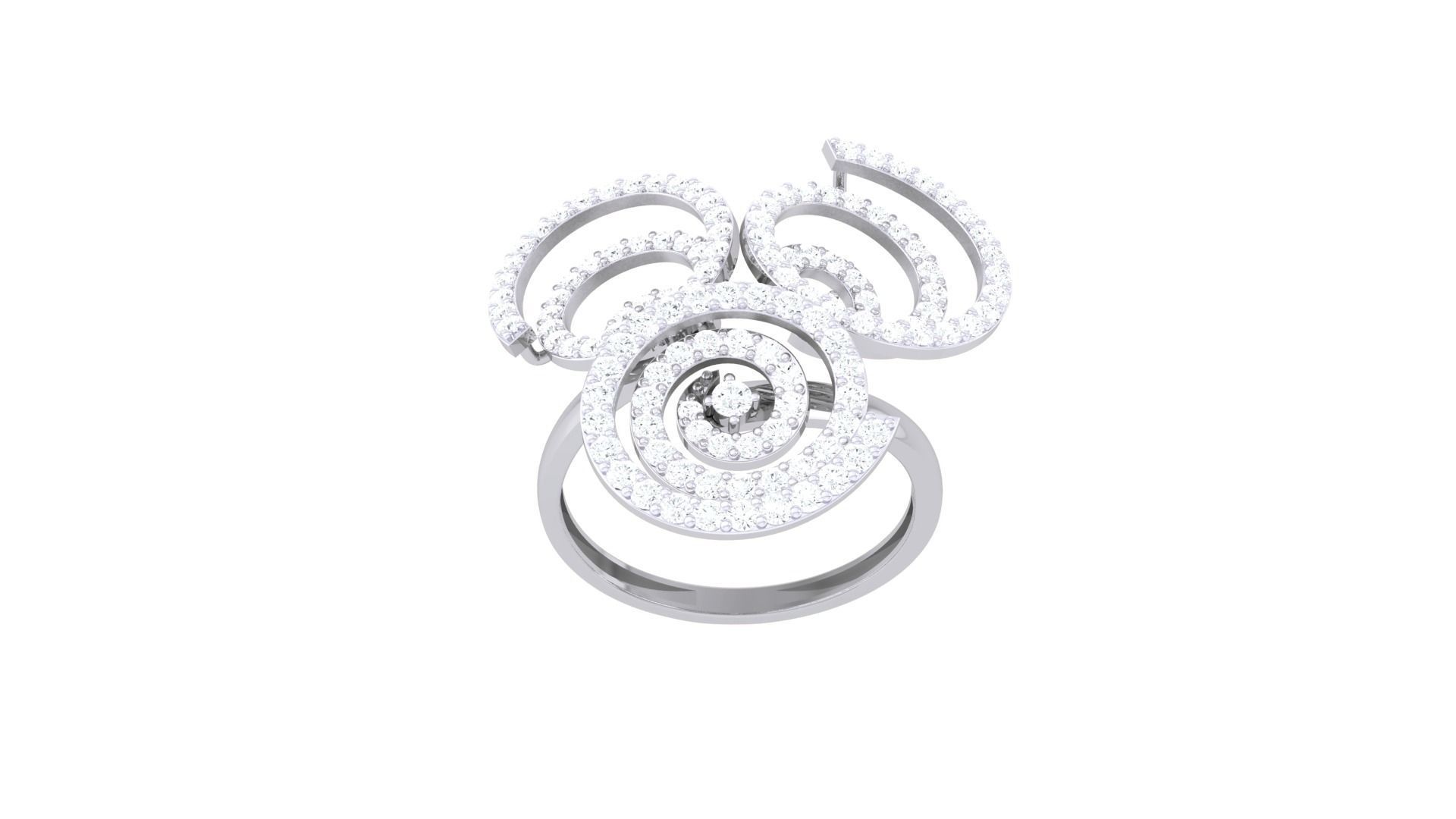 High Jewelry Spiral Wire Diamond Cocktail Ring 3dm stl obj 3D print model_9