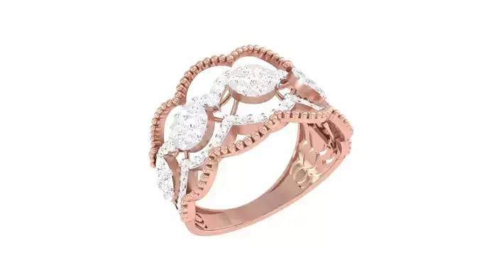 High Jewelry Diamond Cocktail Ring 3dm stl obj