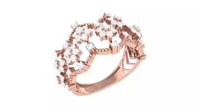 High Jewelry Flower Diamond Cocktail Ring 3dm stl obj