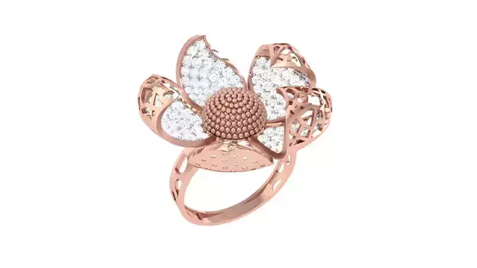 High Jewelry Flower Mesh Dot Diamond Cocktail Ring 3dm stl obj