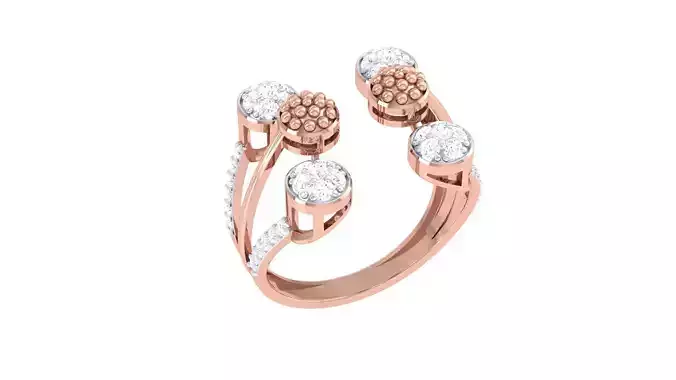 High Jewelry Dot Diamond Cocktail Ring 3dm stl obj