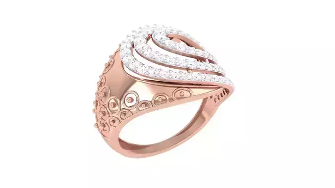 High Jewelry Diamond Cocktail Ring 3dm stl obj
