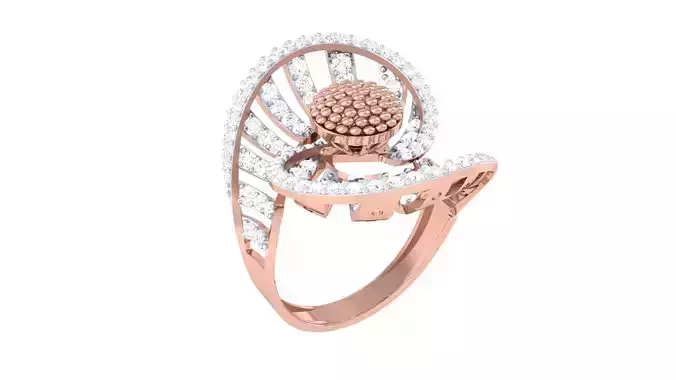 High Jewelry Flower Diamond Cocktail Ring 3dm stl obj