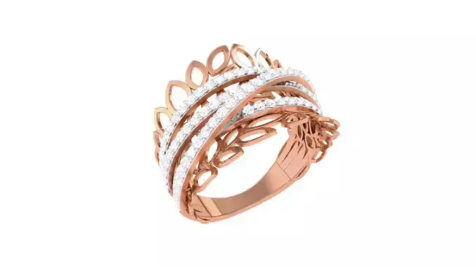 High Jewelry Leaf on Wire Diamond Cocktail Ring 3dm stl obj