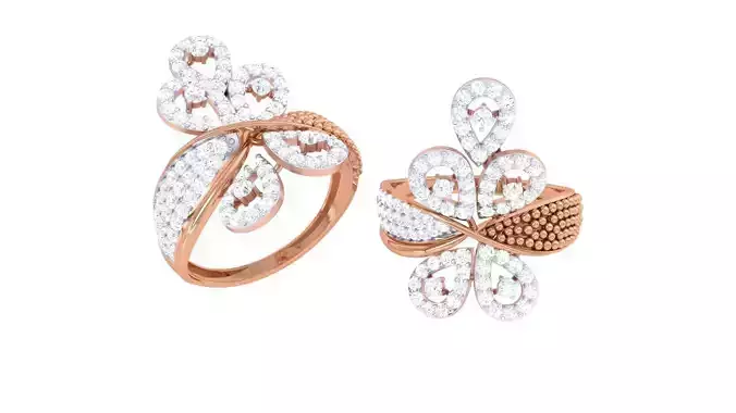 High Jewelry Flower Diamond Cocktail Ring 3dm stl obj