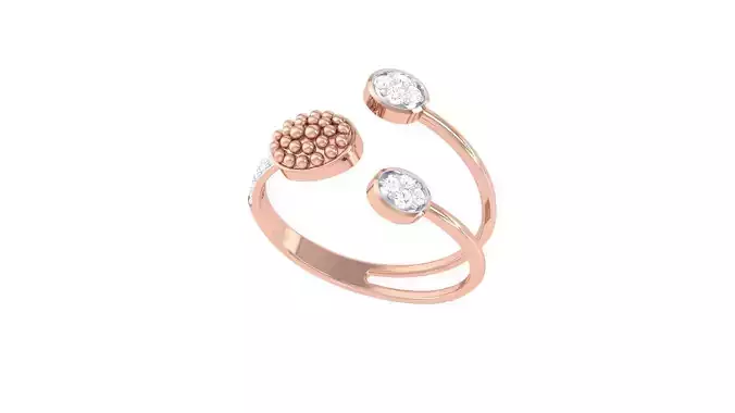 High Jewelry Wire Dot Diamond Cocktail Ring 3dm stl obj