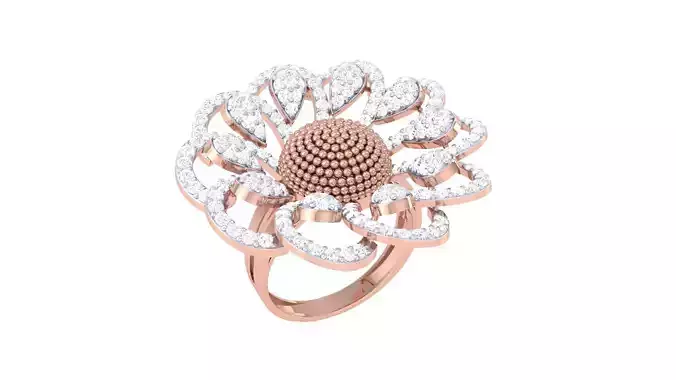 High Jewelry Flower Dot Diamond Cocktail Ring 3dm stl obj