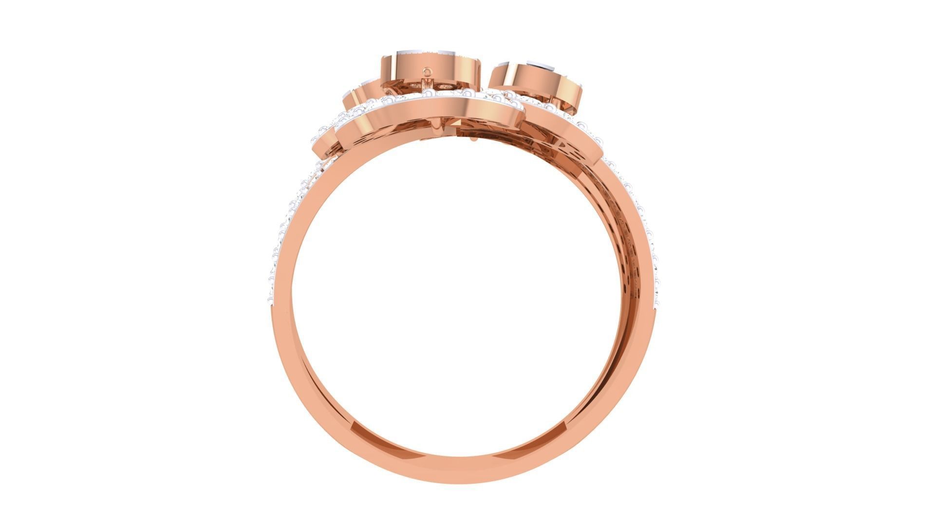 High Jewelry Flower Diamond Cocktail Ring 3dm stl obj 3D print model_12