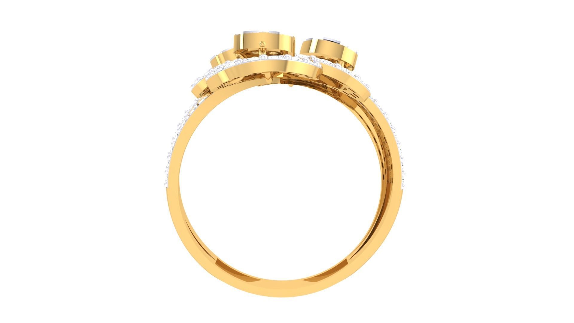 High Jewelry Flower Diamond Cocktail Ring 3dm stl obj 3D print model_10