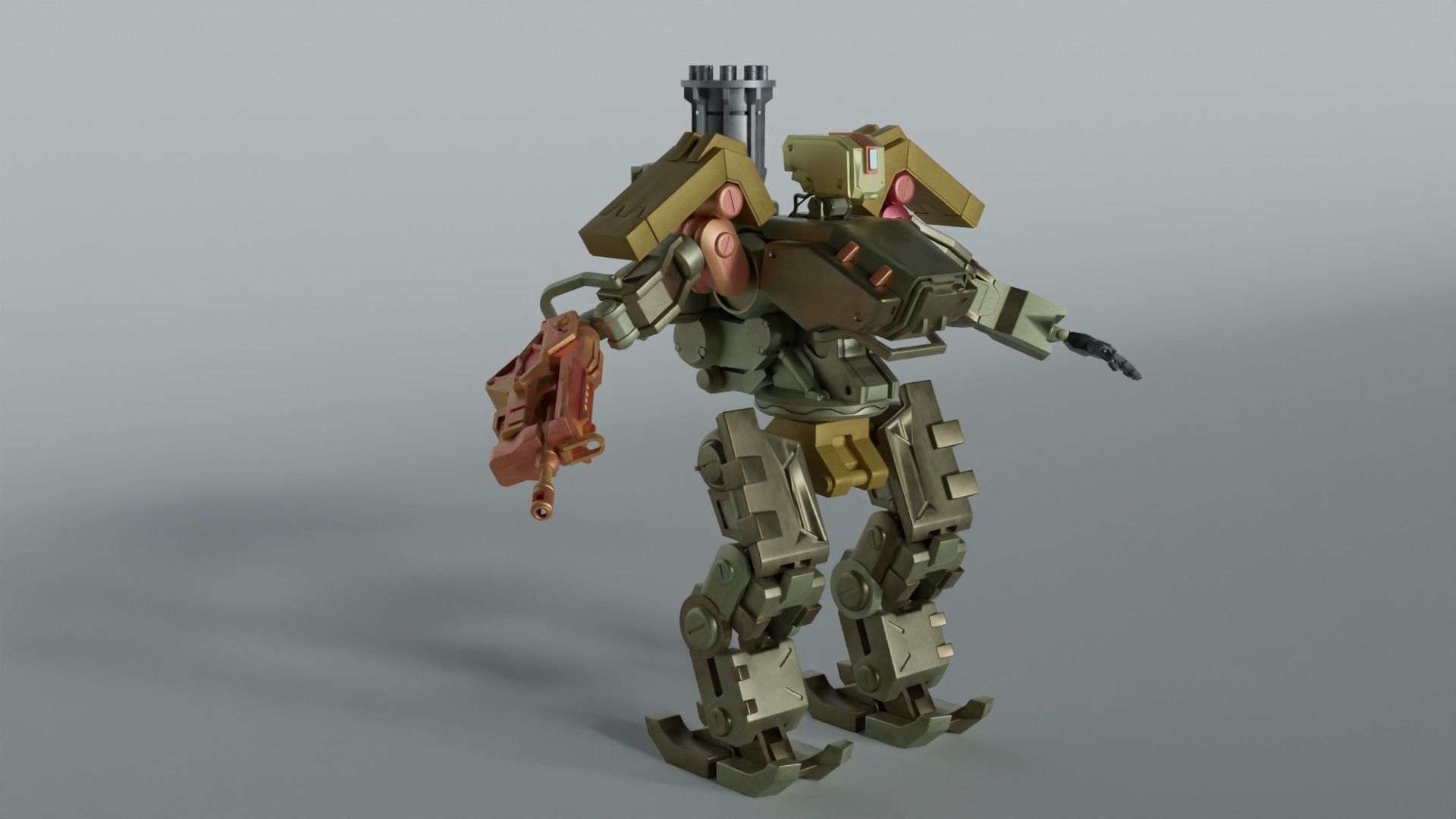 Bastion rigged robot Overwatch Low-poly 3D model_3
