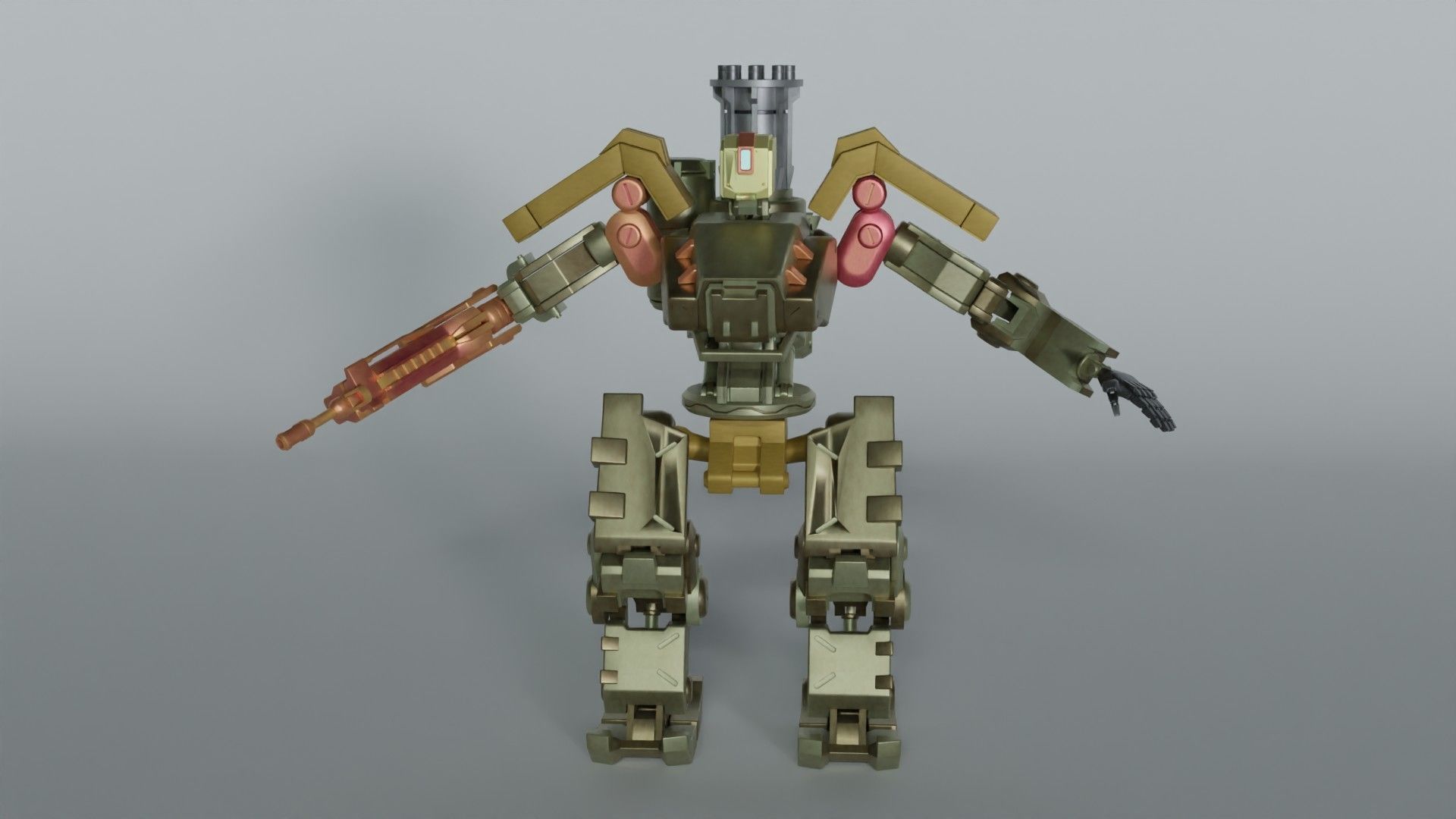 Bastion rigged robot Overwatch Low-poly 3D model_1