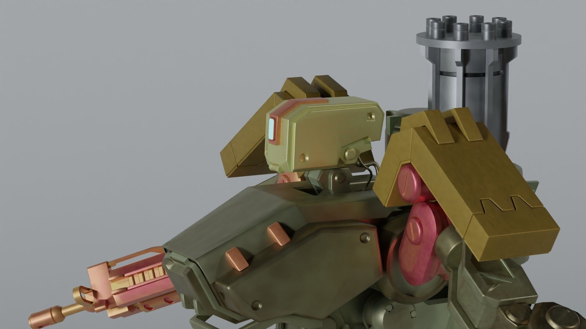 Bastion rigged robot Overwatch Low-poly 3D model_2