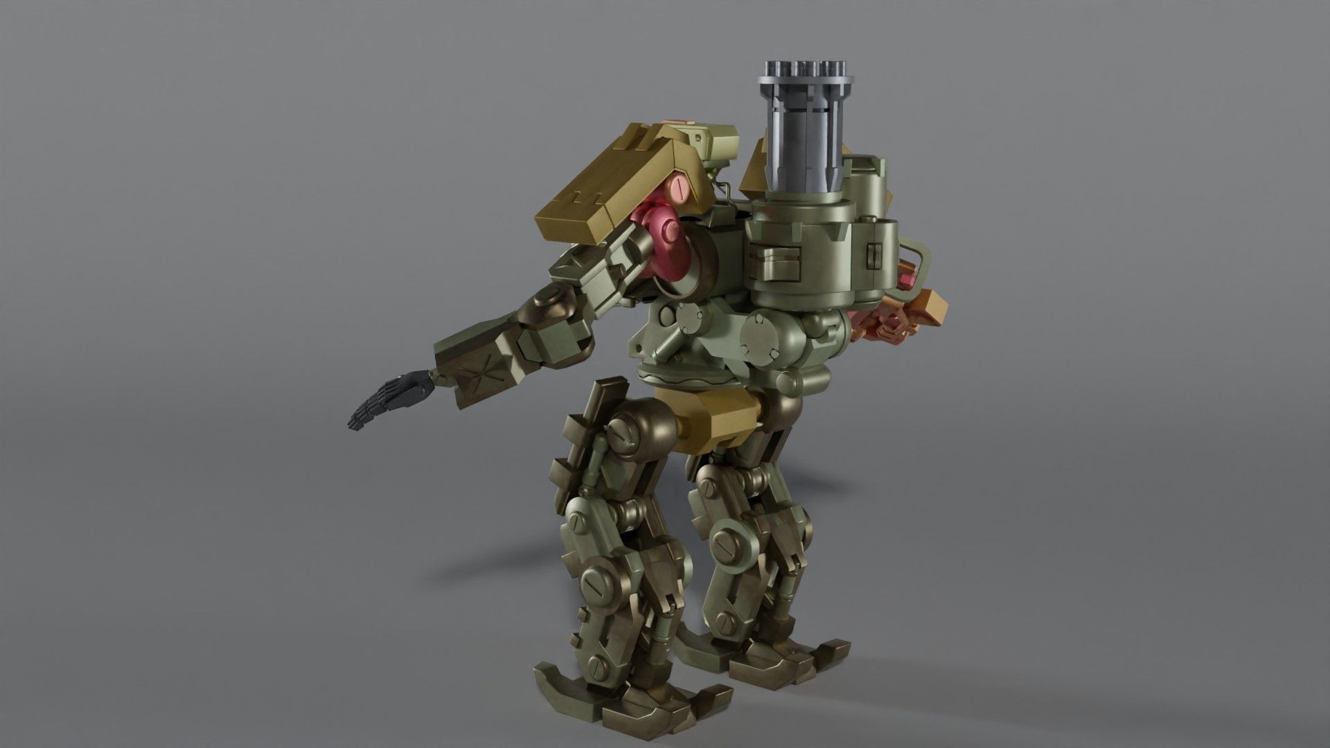 Bastion rigged robot Overwatch Low-poly 3D model_4