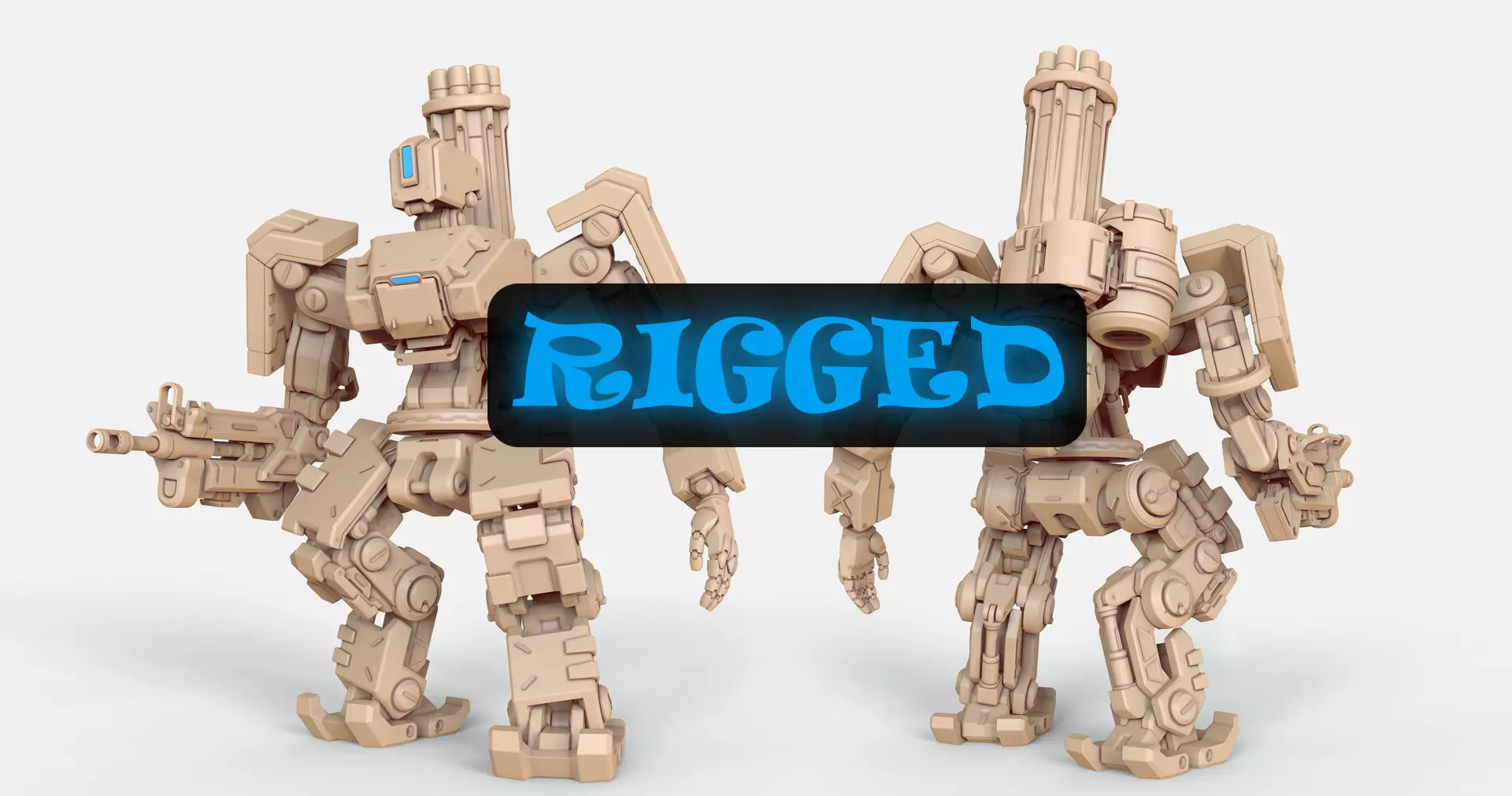 Bastion rigged robot Overwatch Low-poly 3D model_0