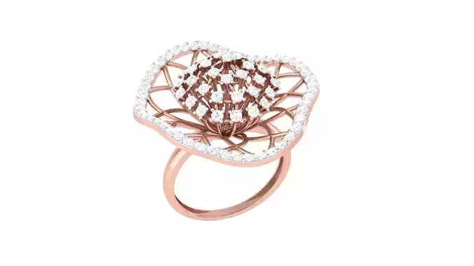 High Jewelry Flower Diamond Cocktail Ring 3dm stl obj 3D print model