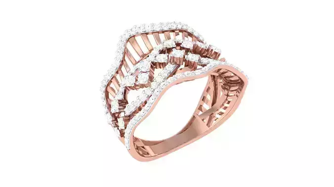High Jewelry Wire Diamond Cocktail Ring 3dm stl obj