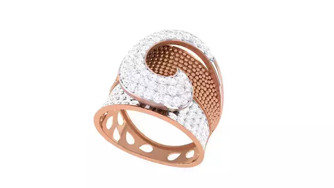 High Jewelry Dots Diamond Cocktail Ring 3dm stl obj