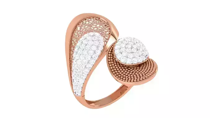 Ultra Vision High Jewelry Flower Mesh Diamond Cocktail Ring 3dm 3D print model