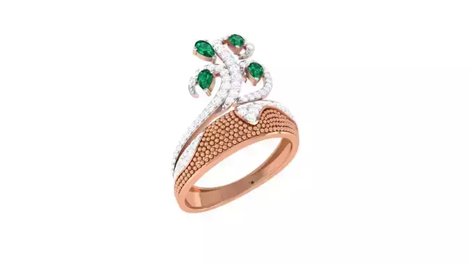 High Jewelry Flower Diamond Cocktail Ring 3dm stl obj