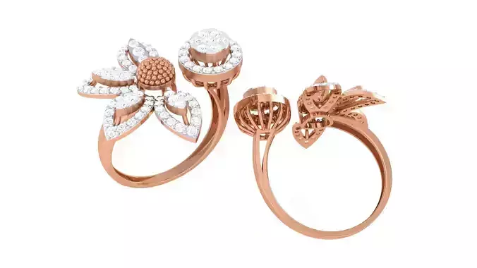 High Jewelry Flower Diamond Cocktail Ring 3dm stl obj