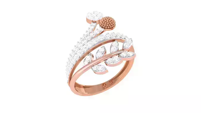 High Jewelry Leaves Diamond Cocktail Ring 3dm stl obj