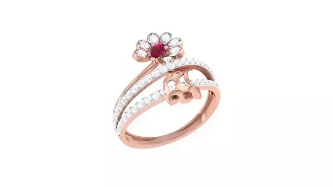 High Jewelry Flower  Diamond Cocktail Ring 3dm stl obj