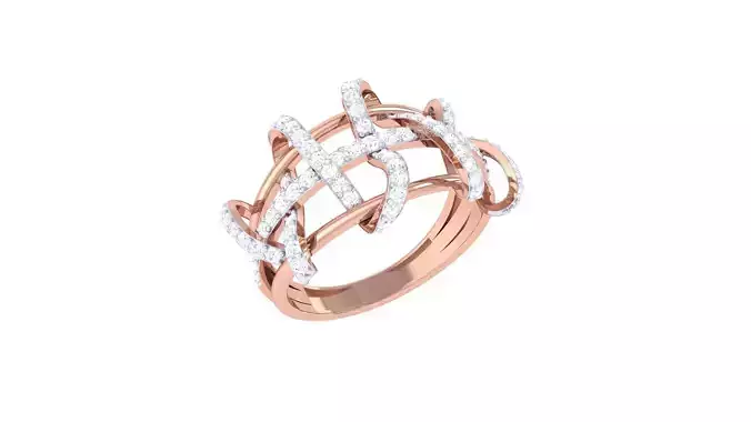 High Jewelry Wire Diamond Cocktail Ring 3dm stl obj