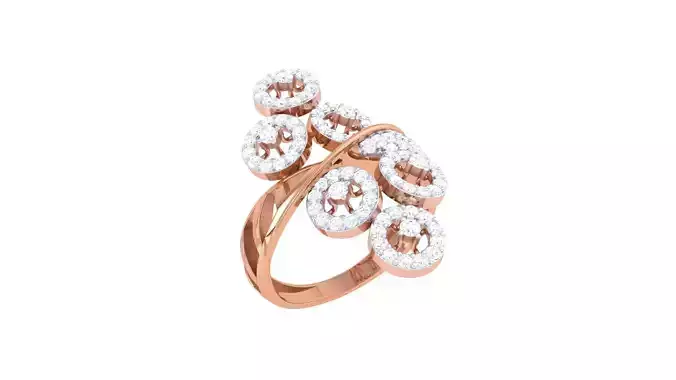 High Jewelry Flower Diamond Cocktail Ring 3dm stl obj