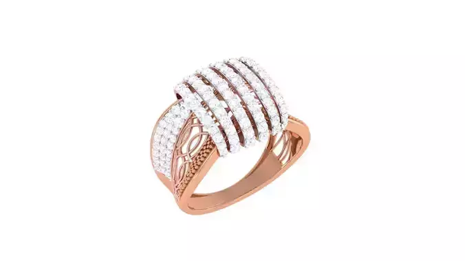 High Jewelry Wire Diamond Cocktail Ring 3dm stl obj