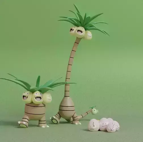Pokemon - Exeggcute Exeggutor and Alolan Exeggutor 3D print model