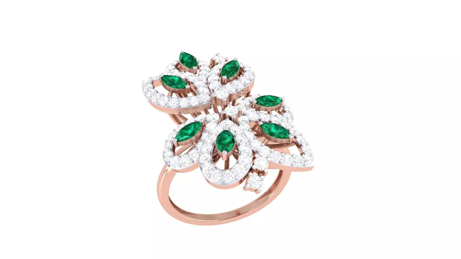 High Jewelry Flower Diamond Cocktail Ring 3dm stl obj 3D print model