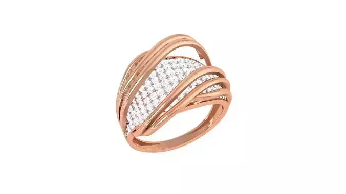 High Jewelry Wire Diamond Cocktail Ring 3dm stl obj