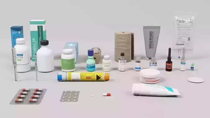 Medicine pack Low-poly 3D model